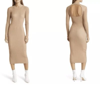 Vero Moda Women’s Open Back Ribbed Midi Sweater Dress Tan Size XS NWOT - Image 1 of 4