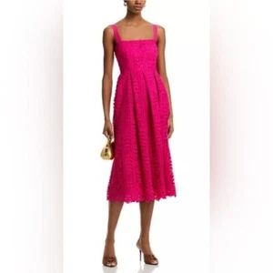 Aqua Medium M Pink Lace Tank Midi Dress - Picture 1 of 2