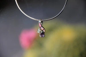 Sterling Silver Opal, Amethyst, CZ Pendant. Stunning Combination of Gemstones: 3 - Picture 1 of 12