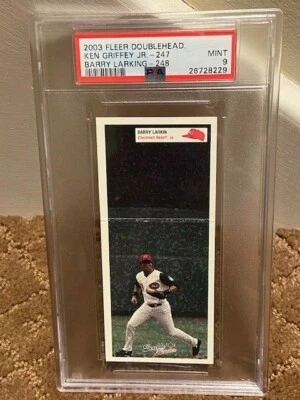 2003 Fleer Double Header Ken Griffey Jr. PSA 9 Barry Larkin Reds JUMBO Card POP1 - Image 1 of 2