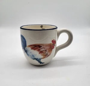 Jacques Pépin Sur La Table Coffee Mug Cup Blue Rooster Farm Chickens Country - Picture 1 of 7