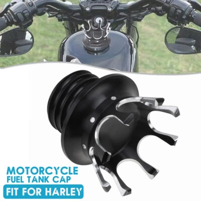 Tapa de gasolina King Crown negra cubierta del tanque de combustible apta para Harley Sportster 1200 hierro 883- Foto 1 de 4