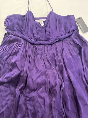 Vestido halter Alice + Olivia púrpura brillante mediano seda dopamina Foto 1 de 4