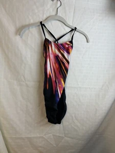 Nike Girls One Piece Swimsuit Size 10/26 Black Pink - Picture 1 of 3