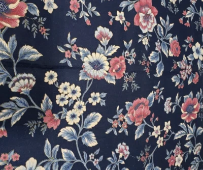 Vintage Joan Kessler Fabric 2 Yards + 4" Concord Fabrics Blue Floral Pinks - Image 1 of 4