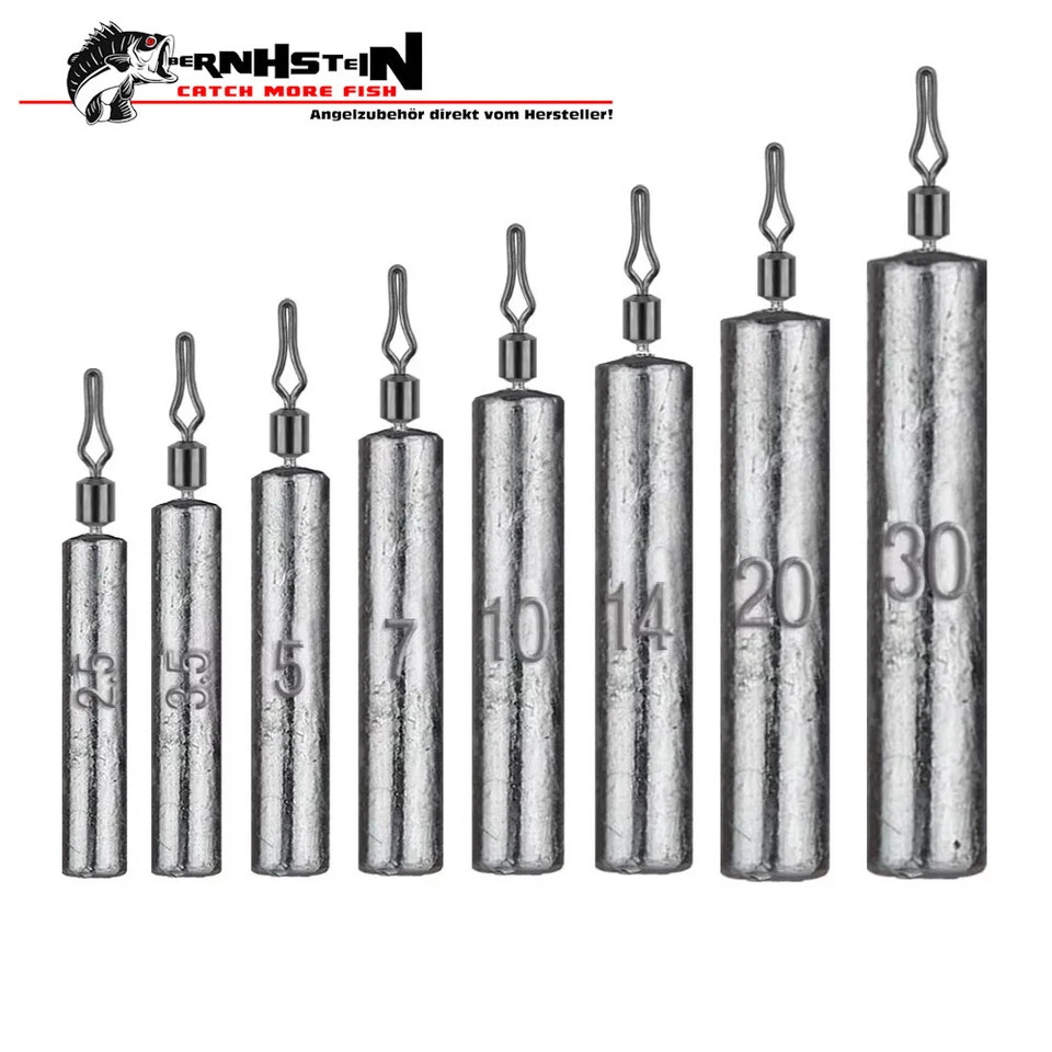 Drop Shot Finesse Blei Stabblei Angelblei Zanderblei mit Klemmwirbel, 2,5 - 30 g - Bild 1 von 1