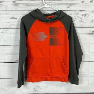 Under Armour Sweatshirt Youth Boys YXL Orange Hooded Loose Fit Logo Cold Gear - Picture 1 of 9