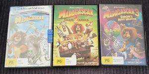 Madagascar Trilogy 1,2,&3 Dvd R4 Brand New Sealed X2 Like New X1 - Picture 1 of 3