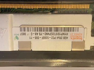 8GB (2x4GB) Hynix PC2-5300f-555-11 DDR2 PC2 2Rx4 ECC HYMP151F72CP4N3-Y5 - Photo 1/2