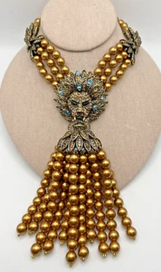 HEIDI DAUS "Lion Queen" 3-Strand Tassel Drop Crystal Beaded Necklace - NIB - Picture 1 of 12