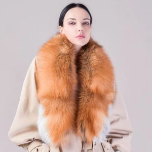100% Real fox fur scarf / multicolor fur neck wrap / fur cape/shawl 130*20cm - Picture 1 of 20