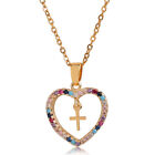 Cross Necklace Women Girls Heart Cross Pendant Friend Wife Birthday Jewelry Gift