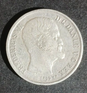 Denmark 1 Rigsdaler 1855 FK FF Silver Altona Mint - Picture 1 of 4