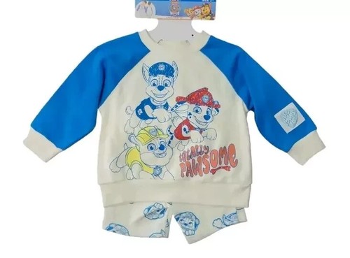 OFF WHITE Nickelodeon PAW PATROL 2 Pezzi Felpa Short Set Off Bianco 18M Nuova con etichette