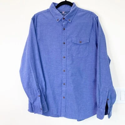 Vineyard Vines Slim Fit Crosby Heather Button Down Shirt Blue Men's L - Image 1 of 4