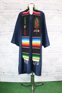Graduation Stole Class of 2025 Sarape Mexican sash Virgen Guadalupe Stole black - Picture 1 of 8