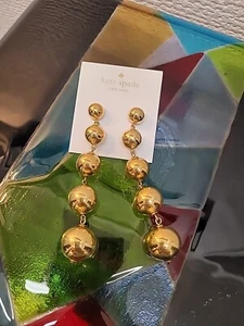KATE SPADE ♤ NEW YORK "GOLDEN GIRL" LINEAR STATEMENT EARRINGS NWT  - Picture 1 of 6