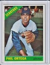 Phil Ortega Washington Senators 1966 Topps Baseball Card #416 (SET BREAK) (A)