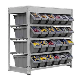 KING'S RACK Heavy Duty System Garage Storage 34" x 35" x 16" 4-Tier Botless Gray - Picture 1 of 4
