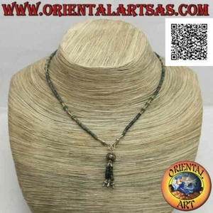 Collana girocollo, tubicini e frammenti di giada grezza e argento 925 ‰ infilati - Imagen 1 de 2