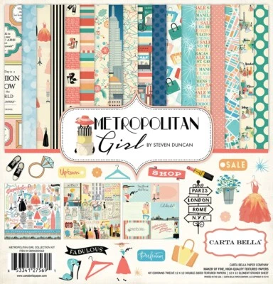 Carta Bella METROPOLITAN GIRL 12x12 Collection Kit Scrapbook Fashion Travel - Image 1 of 4
