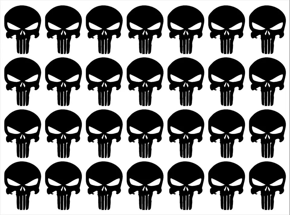 ORACAL The Punisher Small 1.5", 2",3" Skull Vinyl Decals Phone Helmet Stickers Sheet