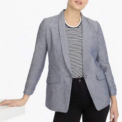 J. Crew Unstructured Shawl Collar Cotton Linen Blazer Size 8 NWT - Image 1 of 4