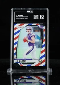 2024 Panini Prizm Football JJ McCarthy Red White Blue Prizm RC #400 TAG 10 - Picture 1 of 3