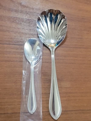 Reed & Barton Whitley 18/10 Stainless Casserole Serving Spoon & Sugar Spoon  - Image 1 of 4