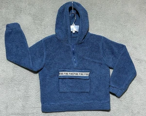 PINK Victorias Secret Hoodie Womens M Sweatshirt Medium Deep Pile Sherpa 1/4 Zip - Picture 1 of 9