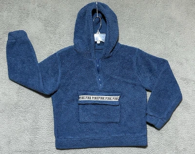 PINK Victorias Secret Hoodie Womens M Sweatshirt Medium Deep Pile Sherpa 1/4 Zip - Image 1 of 4