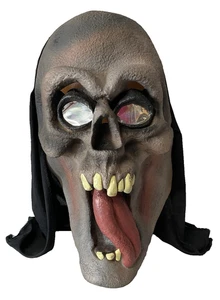 Halloween Maschera Spaventosa Ragazzo Lingua Raccapricciante Costume Horror Maschera in Lattice con Sciarpa - Foto 1 di 7