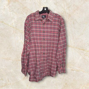Vintage Burberry Of London Men's Cotton Red Plaid Button Down Shirt Size XL - Picture 1 of 4