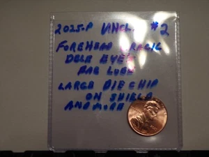 2025-P TWO EYE`S Forehead Crack, Large chip on Shield, More Errors Doubling. # 2 - Picture 1 of 17