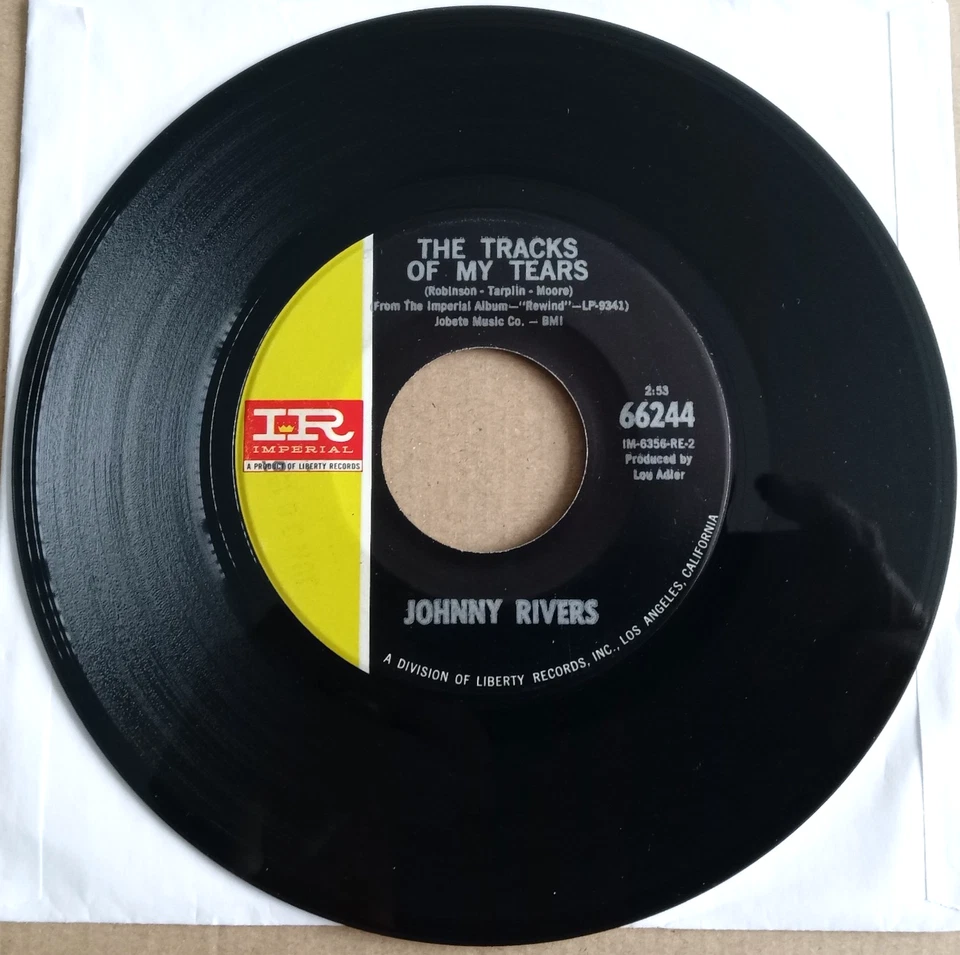 JOHNNY RIVERS, THE TRACKS OF MY TEARS, 1967 US IMPERIAL LABEL, R&B, POP,  EX. - Image 1 of 2