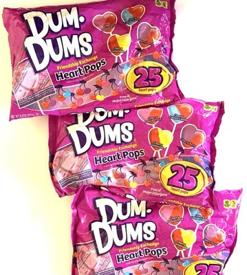 Dum Dums Heart Shaped Pops 25 Count 8.8 OZ Each 3-PK Free Shipping - Image 1 of 4