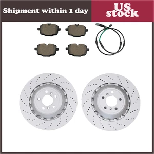 NEW For BMW F06 F10 F13 M5 Set of Rear Vented & Drilled Disc Brake Pads & Rotors - Picture 1 of 8