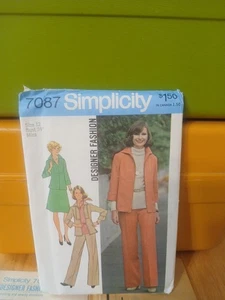 7087 Vintage Simplicity Sewing Pattern Misses Shirt Jacket Skirt Pants Designer  - Picture 1 of 4