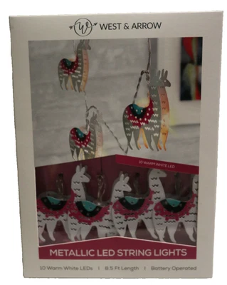 Juego de luces de cadena de llama 10 LED 8,5 pies metálicas a pilas blancas cálidas llamas Foto 1 de 4