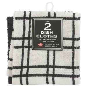 100% Cotton Dish Cloths 8 Pack Black/Black & White Ultra Absorbent Ritz NWT - Picture 1 of 1