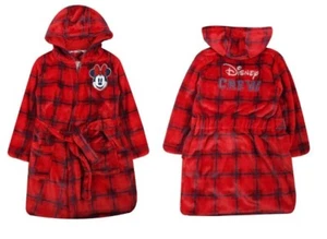 Minnie Mouse Dressing Gown Kids Disney Crew Hooded Bath Robe Fleece Robe Coat - Picture 1 of 3
