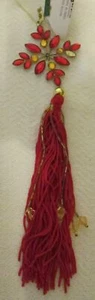 Vintage rot & gold Acryl Prismen mit Quaste Weihnachtsschmuck - Bild 1 von 3
