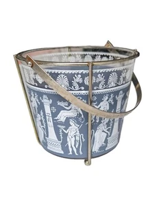 Jeanette Blue Hellenic Jasperware Ice Bucket with Basket Grecian Bowl 5" tall - Picture 1 of 6
