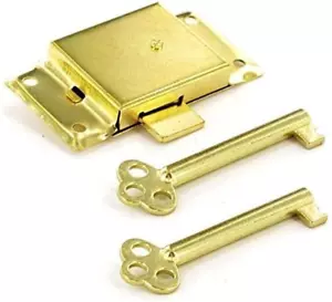 Cupboard Door Lock with 2 Keys 63Mm in Electro Brass Finish - Picture 1 of 12