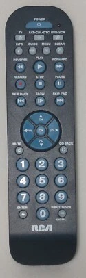 Genuine RCA RCR3273R 3 Device Universal TV SAT/CBL/DTC DVD VCR Remote Control - Image 1 of 4
