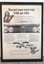 Framed original Classic Car Ad for the Alfa Romeo range from 1968