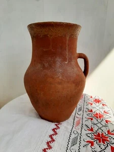 Antique Terracotta Old Jug #5 Pottery Podilska Ceramics Ukrainian pottery - Picture 1 of 9