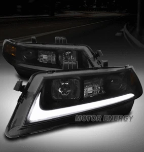 FOR 04-08 ACURA TSX CL9 LED TUBE PROJECTOR HEADLIGHT LAMP BLACK/SMOKE LEFT+RIGHT - Bild 1 von 4