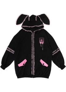 Japanese punk loli Harajuku style black & pink bunny hoodie - Picture 1 of 2