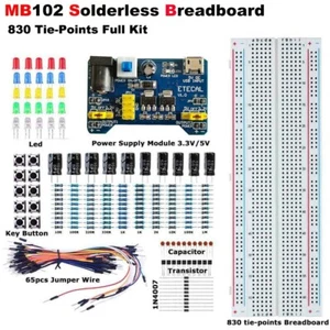 Solderless Breadboard Protoboard MB-102 830 Tie Points Test Circuit PCB DIY Kit - Picture 1 of 13